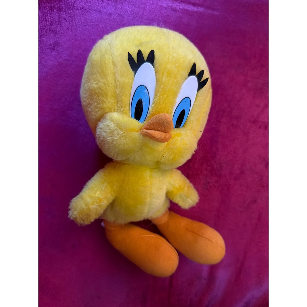 Vintage 1996 Looney Tunes Tweety Bird Plush Play-By-Play Yellow Stuffed Toy 9"